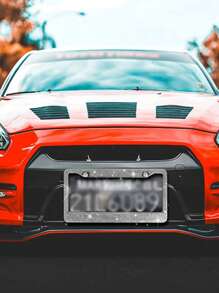 1入組水鑽裝飾不銹鋼汽車牌照架 - 白色 - 查看 1