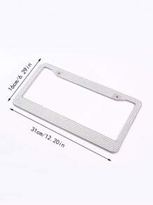 1入組水鑽裝飾不銹鋼汽車牌照架 - 白色 - 查看 3