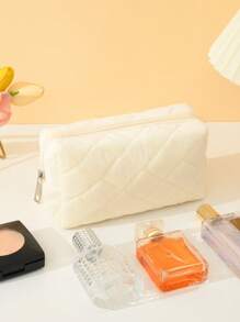 1个时尚精致水晶绒面刺绣钻石图案拉链化妆包，旅行必备，可作化妆包、护肤包、洗漱包、收纳袋等，是旅行、邮轮、宿舍、婚礼伴娘礼物、妈妈礼物、生日礼物、家居装饰、浴室客厅床边收纳整理、珠宝收纳、女士礼物、圣诞礼物、女士礼品创意、化妆包、旅行必备品。 - 白色 - 查看 2