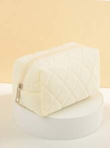 1个时尚精致水晶绒面刺绣钻石图案拉链化妆包，旅行必备，可作化妆包、护肤包、洗漱包、收纳袋等，是旅行、邮轮、宿舍、婚礼伴娘礼物、妈妈礼物、生日礼物、家居装饰、浴室客厅床边收纳整理、珠宝收纳、女士礼物、圣诞礼物、女士礼品创意、化妆包、旅行必备品。 - 白色 - 查看 4