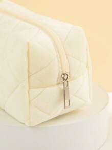 1个时尚精致水晶绒面刺绣钻石图案拉链化妆包，旅行必备，可作化妆包、护肤包、洗漱包、收纳袋等，是旅行、邮轮、宿舍、婚礼伴娘礼物、妈妈礼物、生日礼物、家居装饰、浴室客厅床边收纳整理、珠宝收纳、女士礼物、圣诞礼物、女士礼品创意、化妆包、旅行必备品。 - 白色 - 查看 7