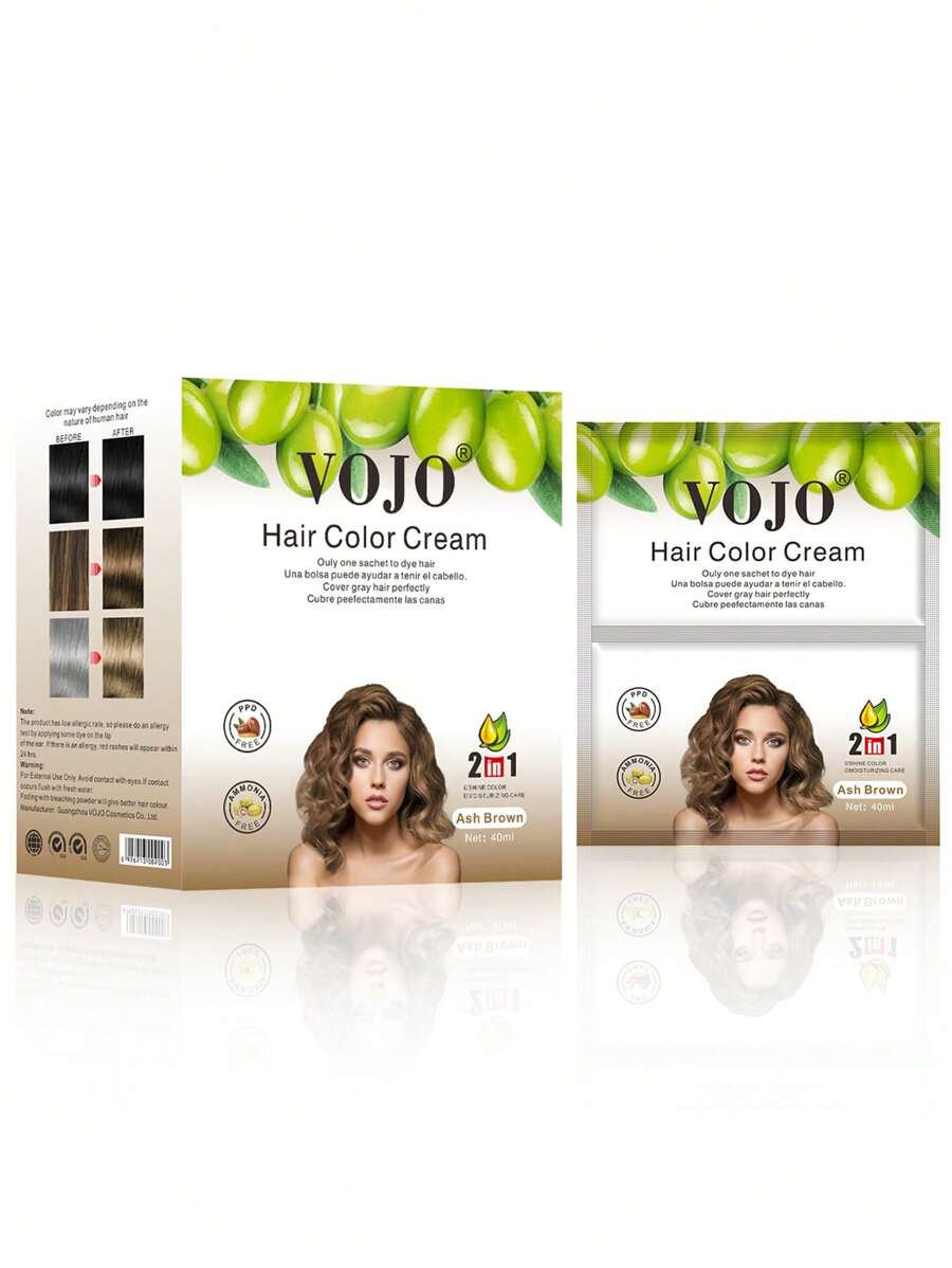 Crema para teñir el cabello, suavizante, hidratante, fácil de usar, tinte para el cabello de color rápido, tinte para el cabello en crema - Marrón - Ver 1