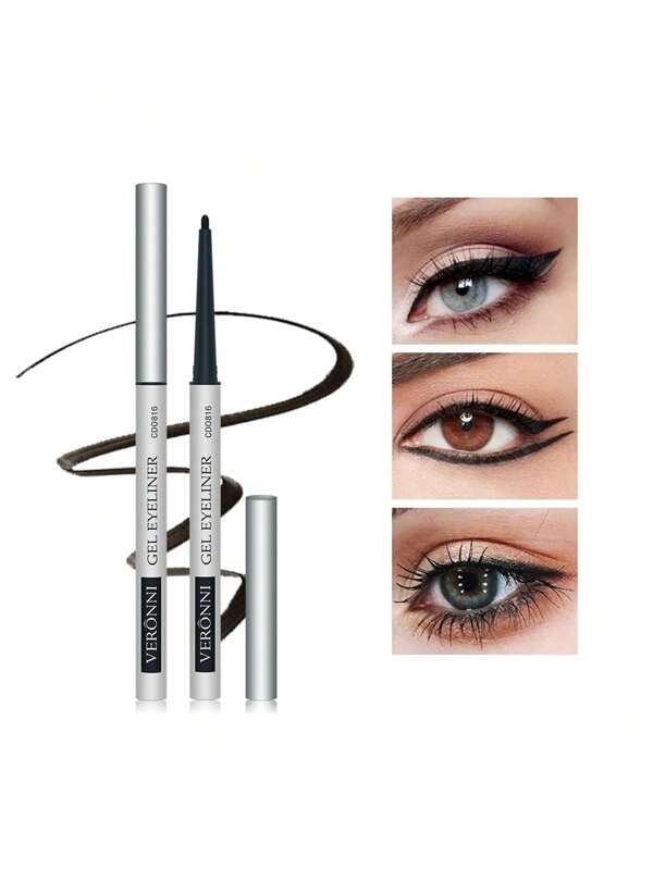LongWearing Eyeliner Pencil, Sweat Proof Smooth QuickDry Black Liquid