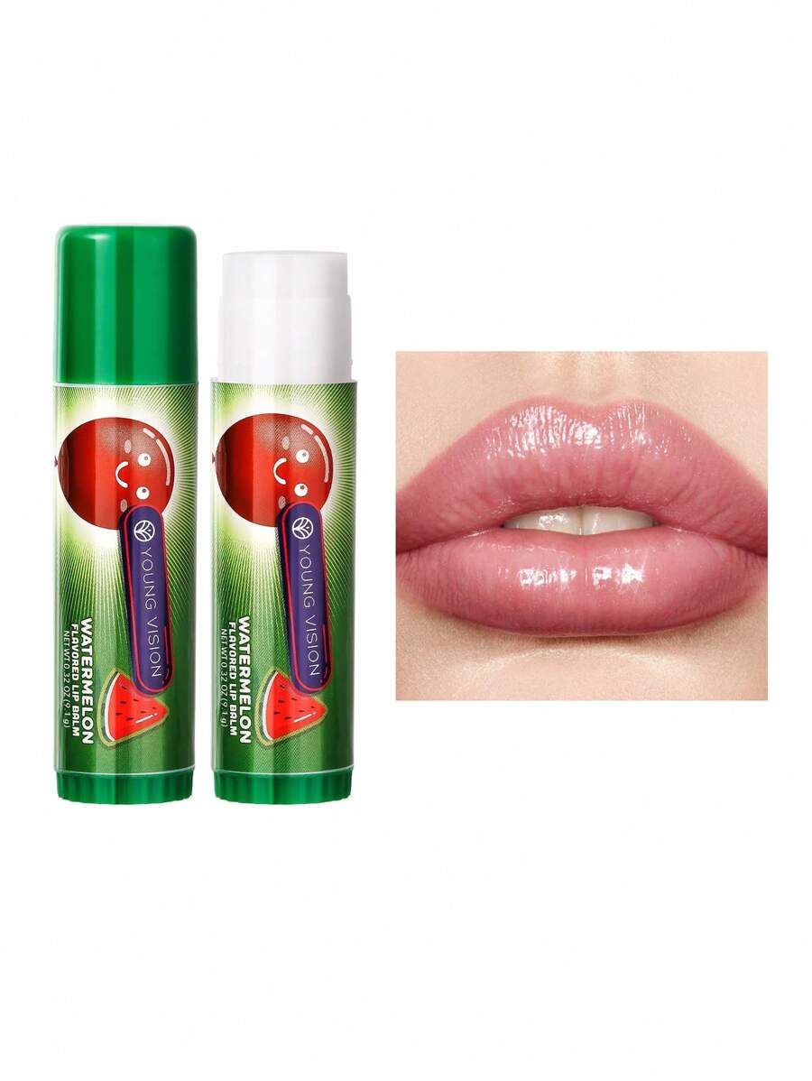 Bálsamo labial con sabor a sandía, 1 pieza crema hidratante para labios con producto para el cuidado de los labios - Blanco - Ver 1