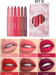 啞光口紅6入組持久簡單的至顏色口紅成套工具 - 02 Hot Love - 查看 2