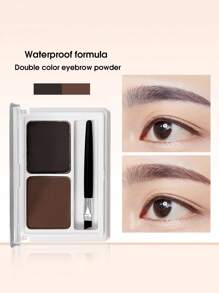 Polvo y cepillo para cejas a prueba de agua, dos colores, polvo para sello de cejas de larga duración, polvo para cejas natural, polvo colorante para teñir - Multicolor - Ver 1