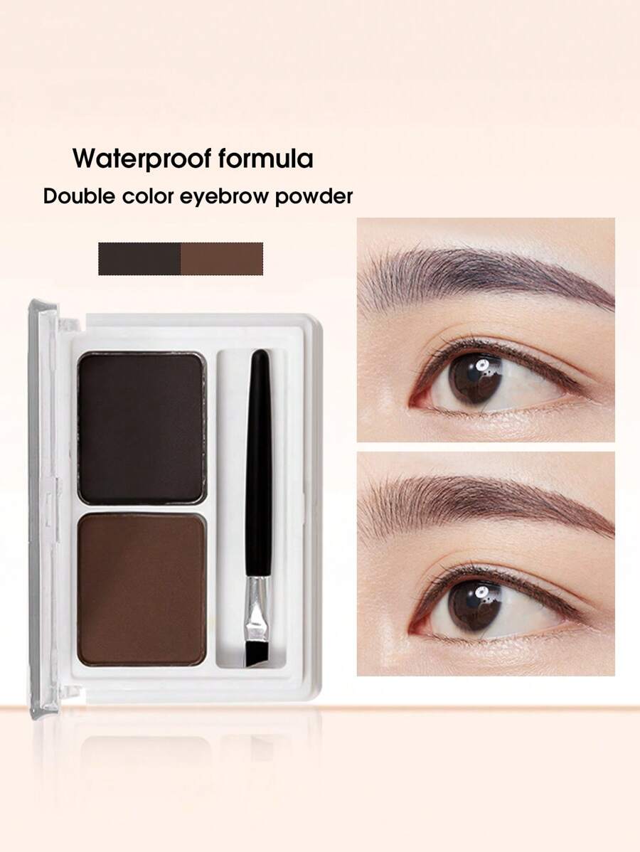 Polvo y cepillo para cejas a prueba de agua, dos colores, polvo para sello de cejas de larga duración, polvo para cejas natural, polvo colorante para teñir - Multicolor - Ver 1