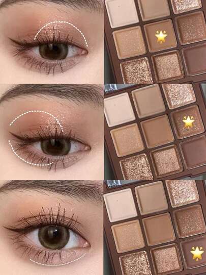 HERORANGE Eyeshadow Palette, 9-Color Pearlescent Fine Shimmer Matte Eyeshadow Ultra Smooth Eye Shadow Compact