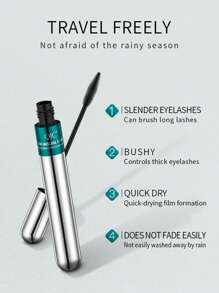 QIC 二合一睫毛膏 5 倍长睫毛化妆品 自然纤长和浓密效果 不结块 超强魔力 4D 丝纤维睫毛膏 可水洗睫毛膏 卷翘浓密可叠加睫毛膏 速干 4d 假睫毛效果 睫毛化妆 天然纤维刷 - 黑色 - 查看 4