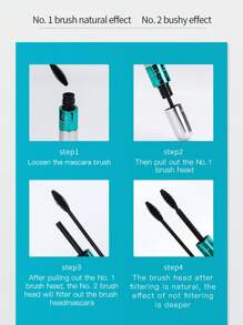 QIC 二合一睫毛膏 5 倍长睫毛化妆品 自然纤长和浓密效果 不结块 超强魔力 4D 丝纤维睫毛膏 可水洗睫毛膏 卷翘浓密可叠加睫毛膏 速干 4d 假睫毛效果 睫毛化妆 天然纤维刷 - 黑色 - 查看 5