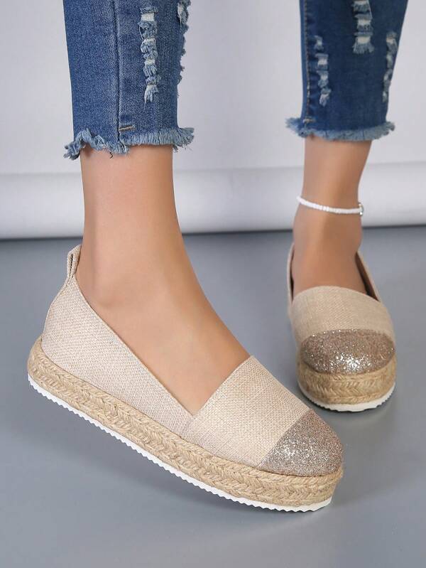 two tone espadrille flats