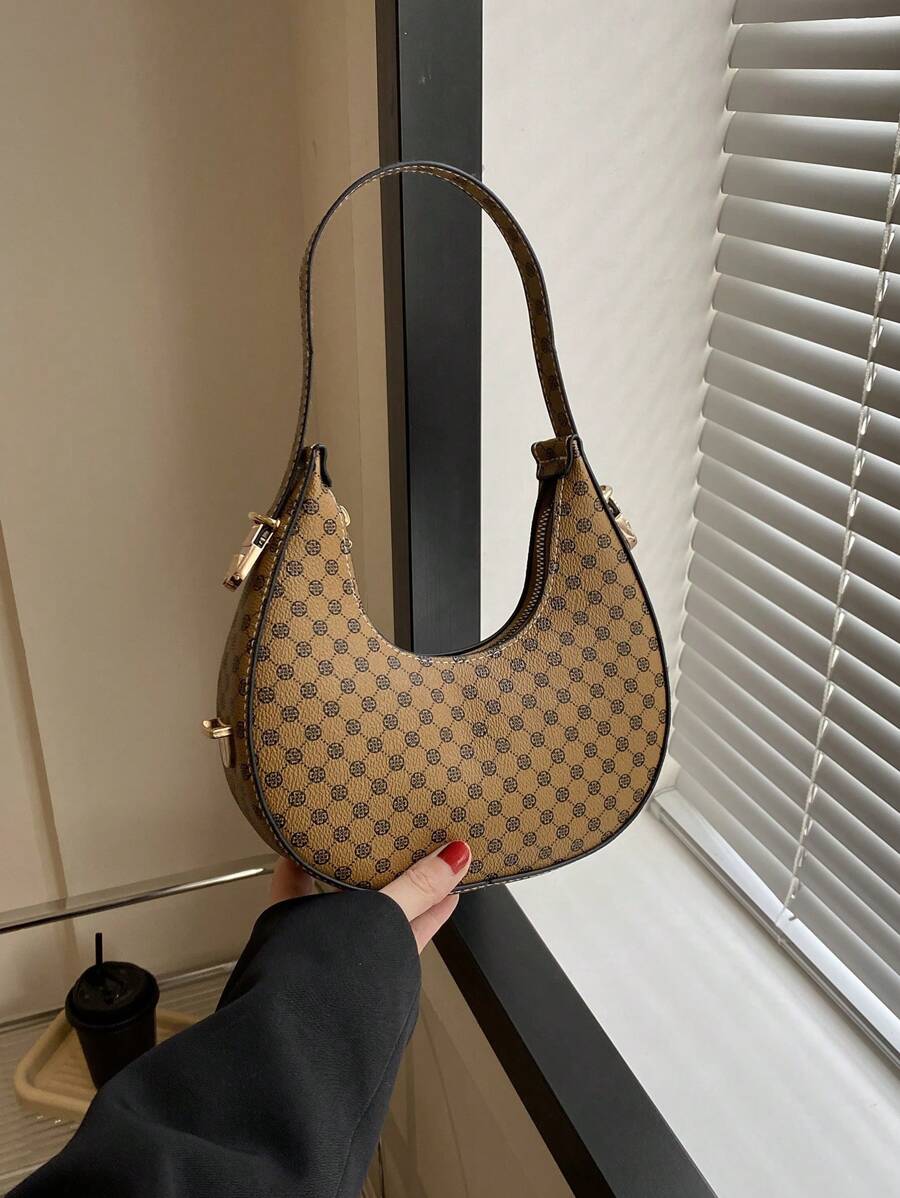 Họa tiết hoa & hình học Hobo Bag Zipper PU Elegant - Nhiều màu - Xem 1
