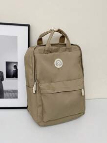 18L Miếng dán chống thấm nước Trang trí Ba lô máy tính xách tay Kaki Dây kéo thông thường, Túi đeo vai Túi đi học Daypack dành cho du lịch, đại học, trường học, ngoài trời, đi làm thể thao Nhẹ - Màu Khaki - Xem 1