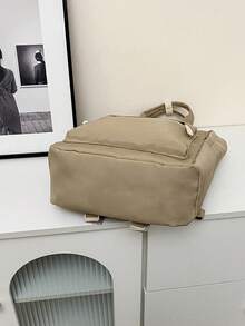 18L Miếng dán chống thấm nước Trang trí Ba lô máy tính xách tay Kaki Dây kéo thông thường, Túi đeo vai Túi đi học Daypack dành cho du lịch, đại học, trường học, ngoài trời, đi làm thể thao Nhẹ - Màu Khaki - Xem 4