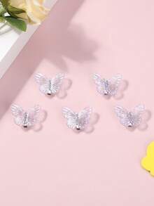 5 cái kẹp tóc trang trí hình bướm cho bé gái để trang trí - Màu tím hoa cà - Xem 3