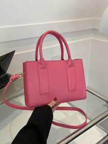 螢光紅雙把手方包前衛 - 玫紅色 - 查看 1