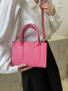 螢光紅雙把手方包前衛 - 玫紅色 - 查看 3