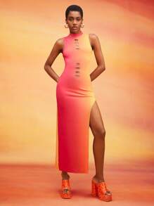 Xclusive Habit Cut Out Split Thigh Dress - Multicolor - View 3