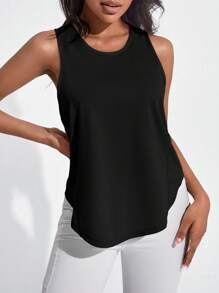 Gameset SHEIN Sport Top tank deportivo unicolor de espalda nadadora - Negro - Ver 4