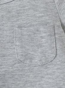 SHEIN 男嬰3入組素色口袋貼布連體衣 - 彩色 - 查看 5