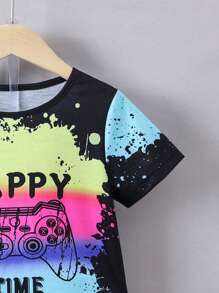 SHEIN 小男童字母圖案T恤和短褲 - 彩色 - 查看 5