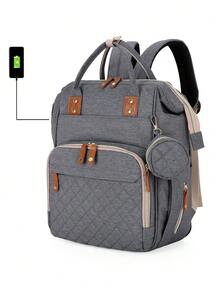 嬰兒多功能可折疊尿布包 - 深灰色 - 查看 6