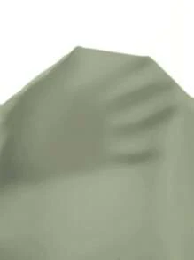 SHEIN Clasi 素色蝙蝠袖高衩緞面連衣裙 - 綠色 - 查看 7