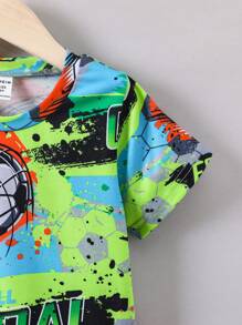 SHEIN Young Boy Football & Letter Graphic Tee - Multicolor - View 4