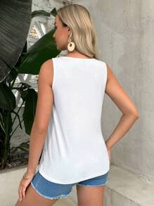 SHEIN Maternity Wrap Front Nursing Tank Top - White - View 2