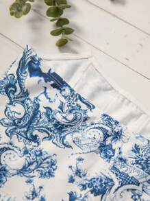 Soleia WYWH Vacation Blue&White Figura și corset cu imprimeu floral Top cu umeri
