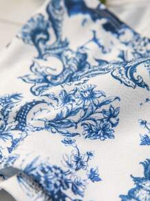 Soleia WYWH Vacation Blue&White Figura și corset cu imprimeu floral Top cu umeri