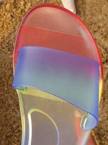 Fashionable Slides For Women, Colorblock Single Band Plastic Slippers - Multicolor - View 6