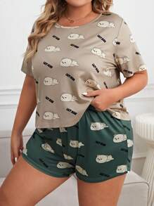 Conjunto de pijama con estampado de dibujos animados - Multicolor - Ver 3