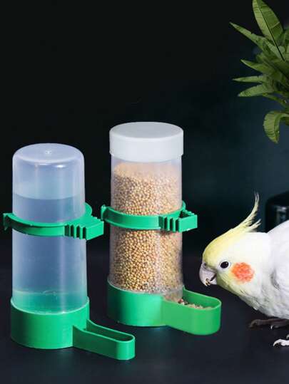 1pc PVC Material Hanging Bird Cage Feeder, Parrot Automatic Water & Food Dispenser Suitable For Bird Cages