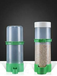 1pc PVC Material Hanging Bird Cage Feeder, Parrot Automatic Water & Food Dispenser Suitable For Bird Cages - Green - View 2