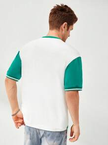 Aesthetic Post Men Cotton Two Tone Drop Shoulder Tee - Multicolor - View 2