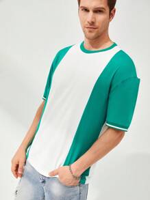 Aesthetic Post Men Cotton Two Tone Drop Shoulder Tee - Multicolor - View 5