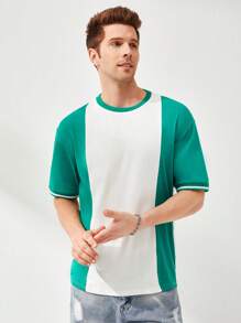 Aesthetic Post Men Cotton Two Tone Drop Shoulder Tee - Multicolor - View 6