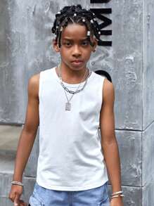 SHEIN Boys Car & Letter Graphic Tank Top