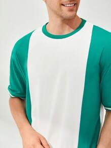 Aesthetic Post Men Cotton Two Tone Drop Shoulder Tee - Multicolor - View 7