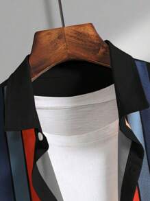 Manfinity RSRT 休閒前紐扣條紋男士襯衫 - 彩色 - 查看 5