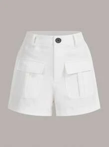 GENKIRA Flap Pocket Cargo Shorts - White - View 1