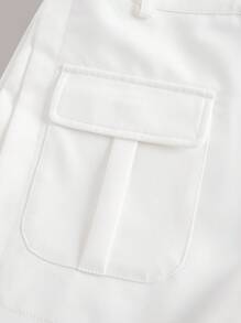 GENKIRA Flap Pocket Cargo Shorts - White - View 3