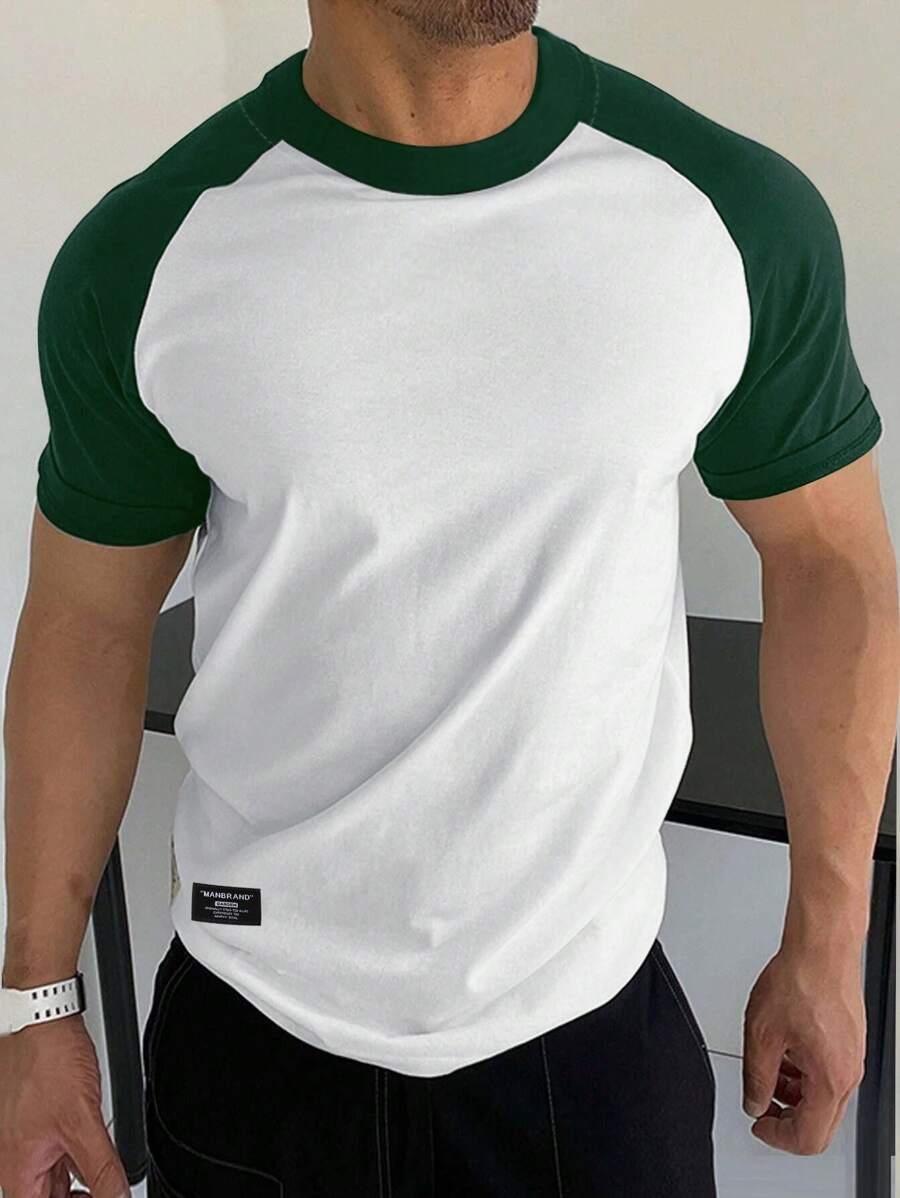 Manfinity Homme Men Colourblock Raglan Sleeve Tee - White - View 1