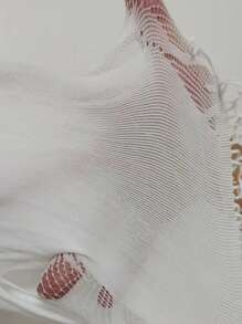 SHEIN X Hangout Fest SHEIN Swim Vcay 鏤空掛脖罩衫套裝不附比基尼 - 白色 - 查看 8