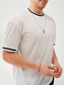 Manfinity RebelGame Men Striped Trim Mesh Tee - White - View 8