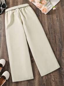 SHEIN 女孩素色闊腿褲
