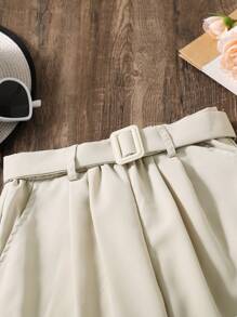 SHEIN 女孩素色闊腿褲