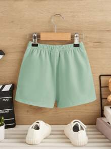 SHEIN Đứa bé trai Đồ họa Sét & khẩu hiệu Quần short - Màu xanh Bạc hà - Xem 2