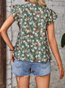 EMERY ROSE Floral Print Ruffle Trim Blouse - Multicolor - View 2